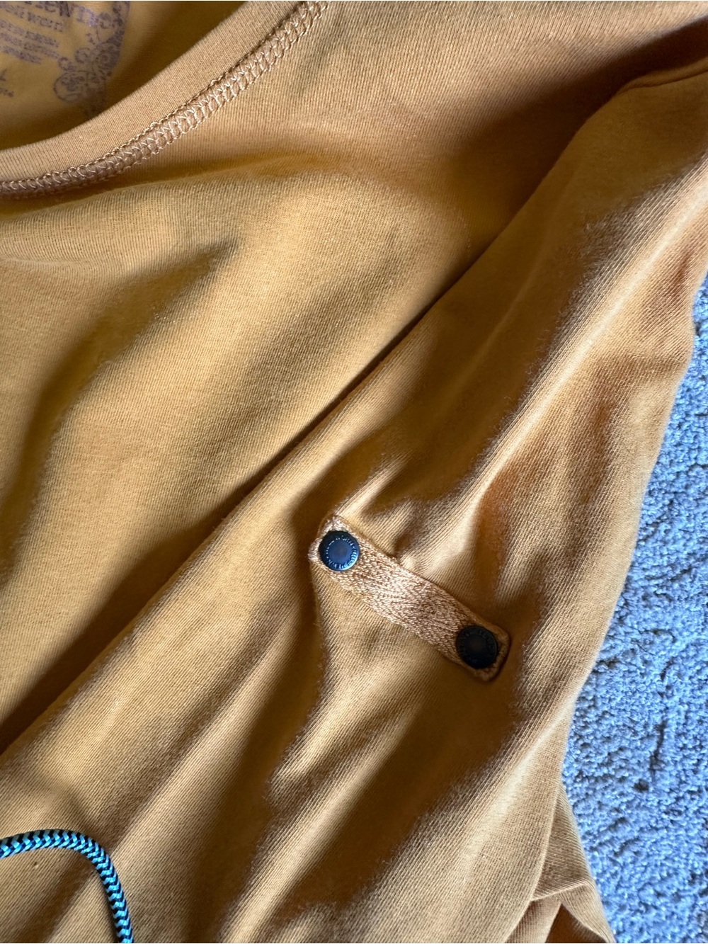 Ruff Hewn Snap-Tab Crewneck Sweater in Mustard